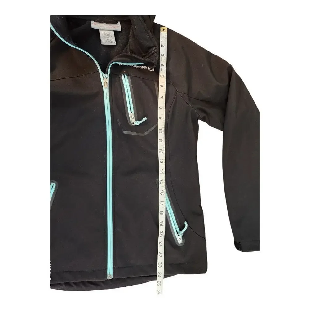 Free Country womens sz small black‎ with blue trim zip jacket with hood